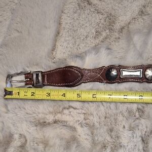 GAP Brown Leather Western-Inspired Belt with Silver Accents